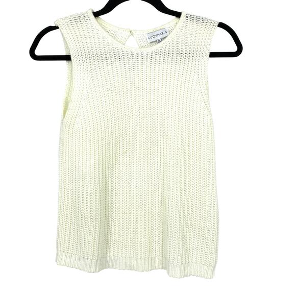 Lucy Paris Sweater Vest Womens Size Small Cream Open Knit Sleeveless - Picture 1 of 6